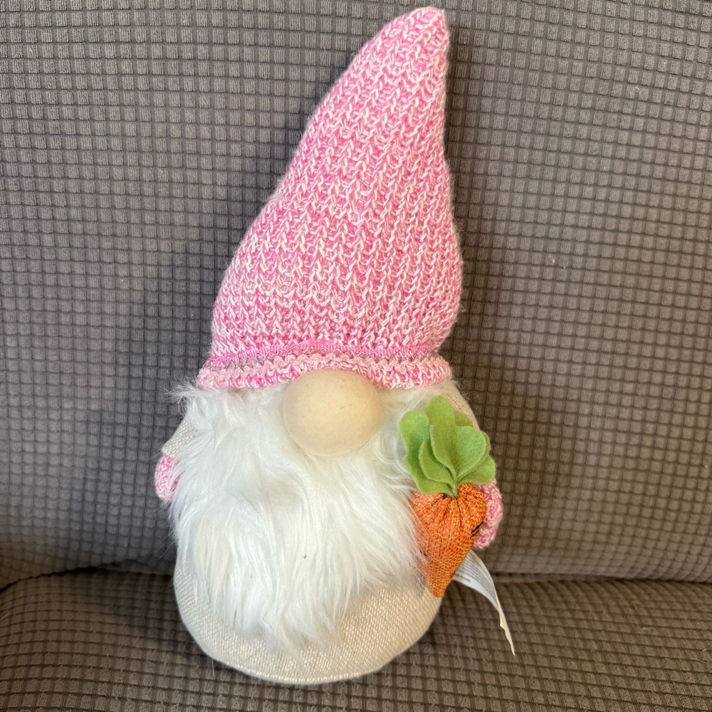 Cottontail Lane Plush Bunny Carrot Gnome Easter Spring Weighted Pink 13” Inch